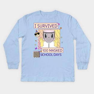 I survived 100 masked school days Kids Long Sleeve T-Shirt